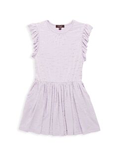 Городское платье с эффектом металлик и рюшами для маленьких девочек и девочек Imoga, фиолетовый