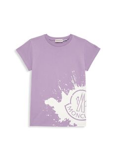 Футболка с логотипом Little Girl&apos;s &amp; Girl&apos;s Paint Splatter Moncler, фиолетовый