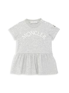 Платье из смесового хлопка с логотипом для новорожденных и маленьких девочек Moncler, розовый
