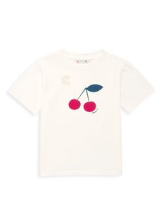 Футболка с рисунком вишни для маленьких девочек и девочек Bonpoint, кремовый
