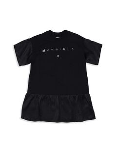 Платье для маленьких девочек и девочек из смешанных материалов MM6 Maison Margiela, черный