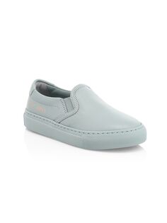Маленькие и детские кожаные кроссовки без шнурков Common Projects, серый