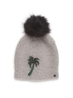 Вязаная шапка с изображением пальмы для маленьких девочек и девочек Jocelyn, серый