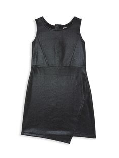Асимметричное платье из искусственной кожи для девочки MIA New York, черный