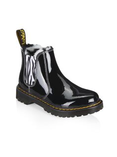 Кожаные ботинки с принтом зебры Leonore 2976 для маленьких девочек и девочек Dr. Martens, черный