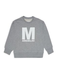 Свитер с длинными рукавами и логотипом Little Kid&apos;s &amp; Kid&apos;s MM6 Maison Margiela, серый
