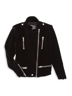 Эластичная бархатная байкерская куртка для девочек и девочек Chaser, черный