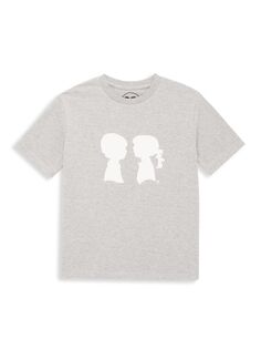 Футболка Boy Meets Girl с круглым вырезом и короткими рукавами с рисунком для маленьких детей Boy Meets Girl, серый