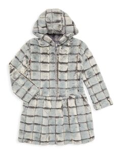 Пальто с капюшоном и молнией спереди для маленьких девочек и девочек Widgeon, серый