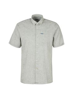 Рубашка с короткими рукавами из смеси льна Nelson Barbour, оливковый