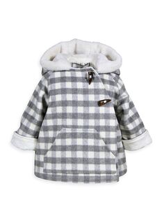 Куртка с запахом в клетку для новорожденных и маленьких девочек Widgeon, серый