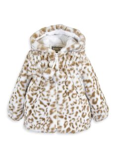 Присборенная куртка с гепардовым принтом для маленьких девочек и маленьких девочек Widgeon