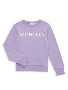 Хлопковая толстовка с логотипом для маленьких девочек и девочек Moncler, фиолетовый