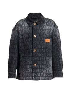 Джинсовая куртка с логотипом Versace, черный