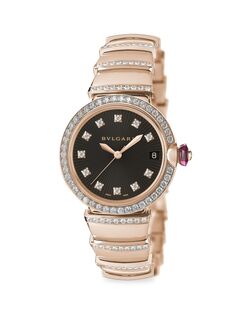 Автоматические часы-браслет LVCEA из розового золота 18 карат и бриллиантов BVLGARI, золотой