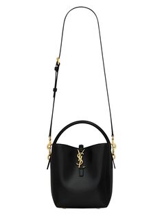 Маленькая сумка-мешок Le 37 из блестящей кожи Saint Laurent, черный