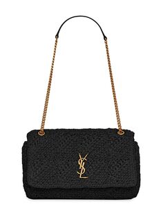 Сумка Jamie Medium Chain Bag &apos;&apos;Carré Rive Gauche&apos;&apos; из рафии Saint Laurent, черный