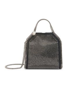 Маленькая объемная сумка с короткими ручками Falabella Crystal Stella McCartney, черный