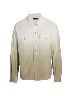 Вельветовая куртка-рубашка узкого кроя с эффектом «омбре» Saks Fifth Avenue, серый