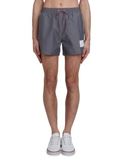 Эластичные нейлоновые плавательные шорты Thom Browne, серый