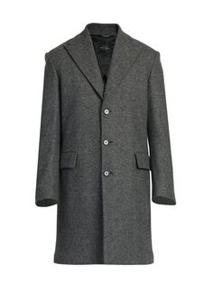 Шерстяное пальто с узором &quot;елочка&quot; DOLCE&amp;GABBANA, серый