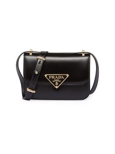 Кожаная сумка с эмблемой Prada, черный