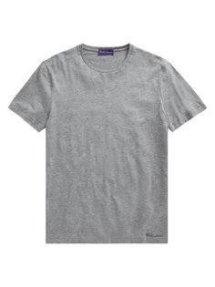 Хлопковая футболка с круглым вырезом и короткими рукавами Ralph Lauren Purple Label, серый