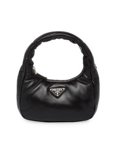 Мягкая стеганая мини-сумка из кожи наппа Prada, черный