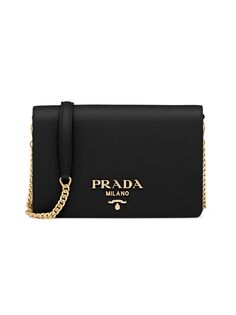 Мини-сумка из сафьяновой кожи Prada, черный