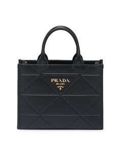 Маленькая кожаная сумка Symbole с отстрочкой Prada, черный
