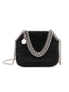 Миниатюрная сумка через плечо Falabella Crystal Mesh Stella McCartney, черный