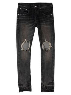 Эластичные джинсы скинни с эффектом потертости P001 Purple Brand, серый