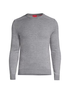 Легкий свитер с круглым вырезом из смесовой шерсти Isaia, серый