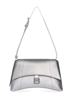 Маленькая сумка на плечо Downtown, металлизированная Balenciaga, серебряный