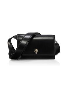 Маленькая кожаная сумка через плечо с черепом Alexander McQueen, черный
