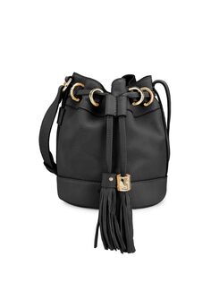 Маленькая кожаная сумка-мешок Viki See by Chloé, черный