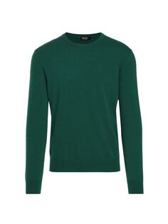 Кашемировый свитер с круглым вырезом ZEGNA, зеленый