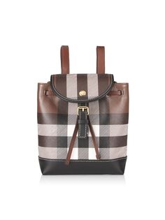 Рюкзак в клетку из парусины и кожи Burberry