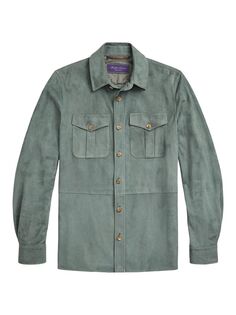 Замшевая рубашка с пуговицами спереди Ralph Lauren Purple Label, зеленый