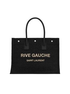 Маленькая большая сумка Rive Gauche из рафии и кожи Saint Laurent