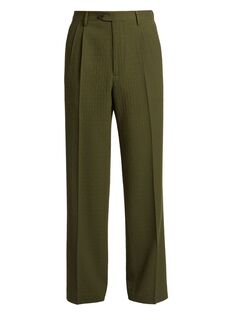 Шерстяные брюки со складками спереди Etro, зеленый