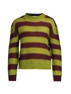 Трикотажный свитер в полоску пополам Marni, зеленый