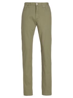 Узкие хлопковые брюки Saks Fifth Avenue, оливковый