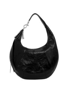 Кожаная сумка-хобо из круассана Rebecca Minkoff, черный