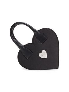 Атласная сумка с ручкой сверху, украшенная кристаллами в форме сердца MACH &amp; MACH, черный