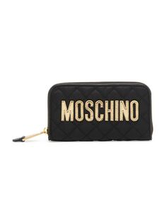 Стеганый нейлоновый кошелек Continental с логотипом Moschino, черный