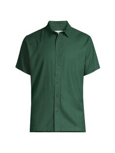Эластичная льняная рубашка с короткими рукавами Onia, зеленый