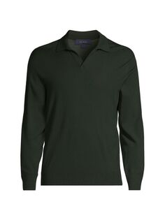 Вязаный шерстяной свитер-поло Lasca Sease, зеленый
