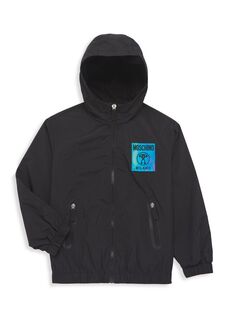 Куртка-ветровка с логотипом для маленьких мальчиков и мальчиков Moschino, черный