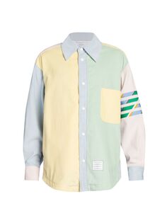 Вельветовая куртка-рубашка с воротником Thom Browne, зеленый